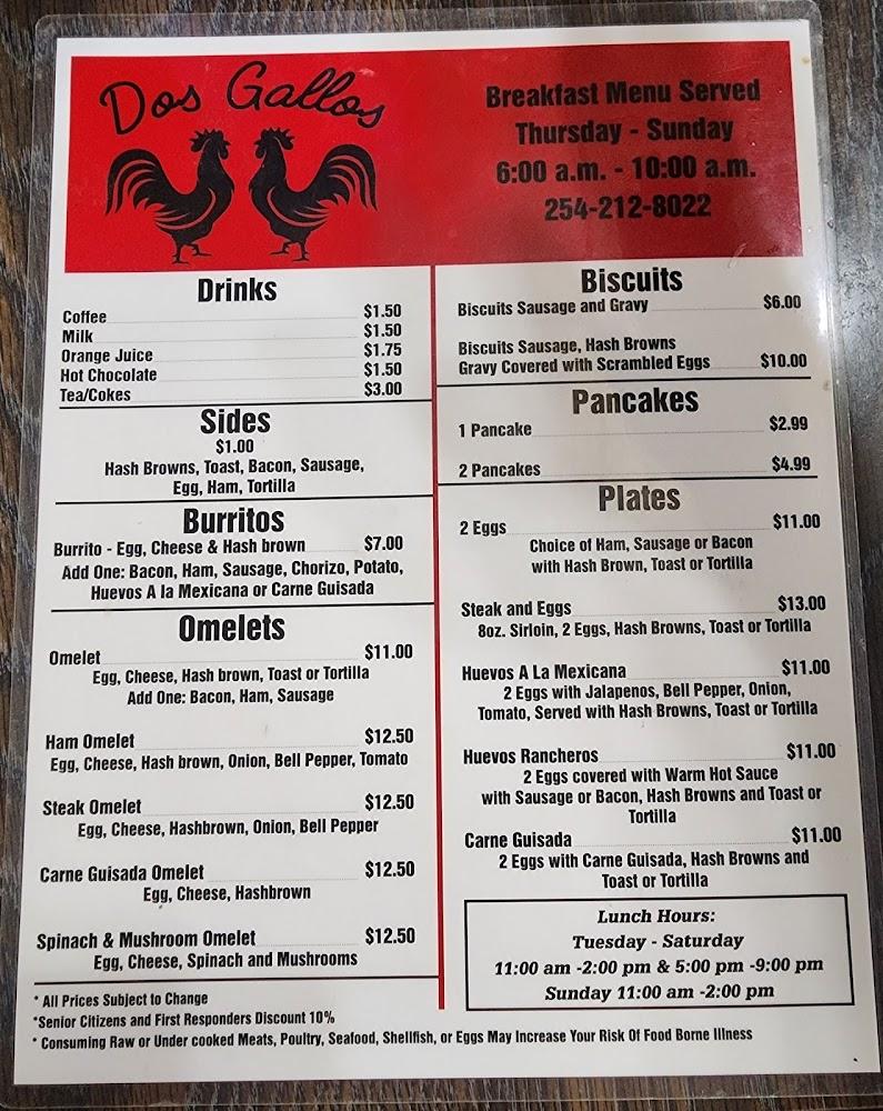 Dos Gallos Family Restaurant Menu image 4